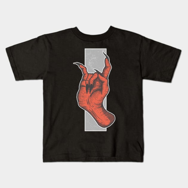 Horns Up! Kids T-Shirt by BlackGoatVisions